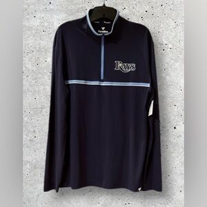 NWT Fanatics Mens Tampa Bay Rays Line Up Wordmark Clutch 1/4 Zip